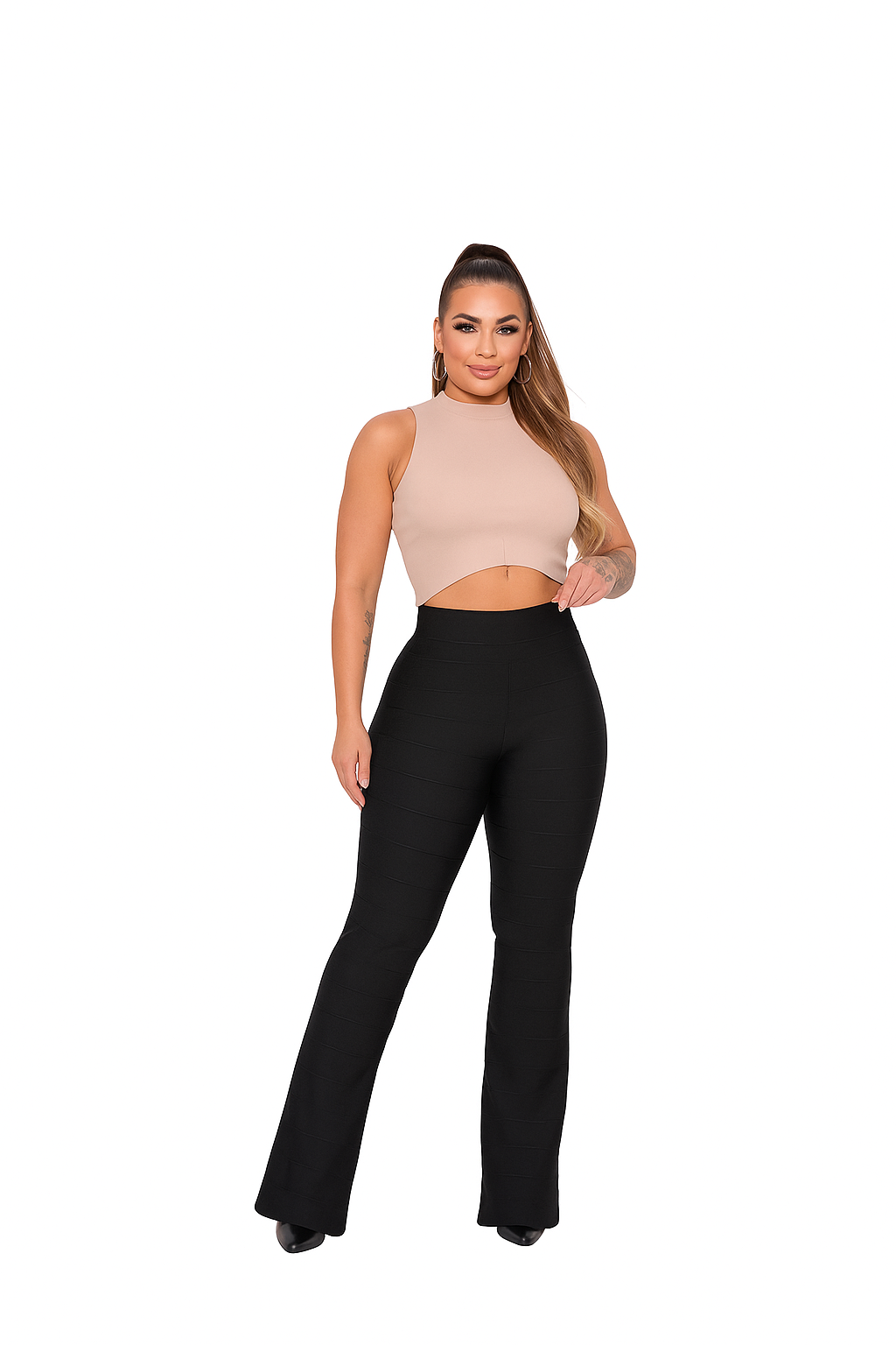 Calça Flare Malha Bandagem Premium
