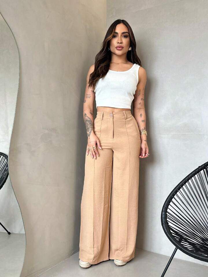 Calça Plus Size Premium Pantalona Feminina Duna