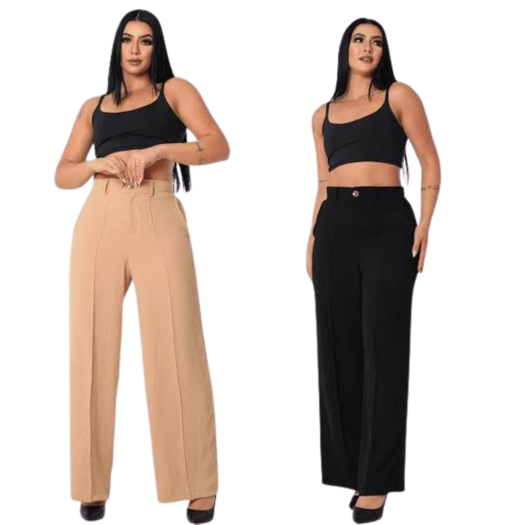 Calça Plus Size Premium Pantalona Feminina Duna
